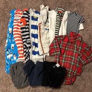 Babyboy 3m fall & winter footie sweatshirt onesie pants bundle!!